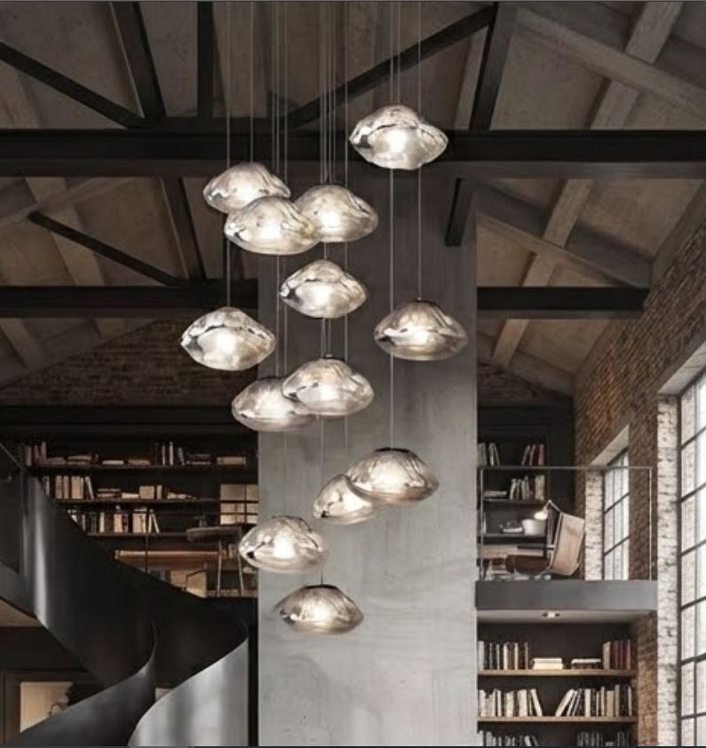 1-12 Drops Molten Glass Statement Chandelier