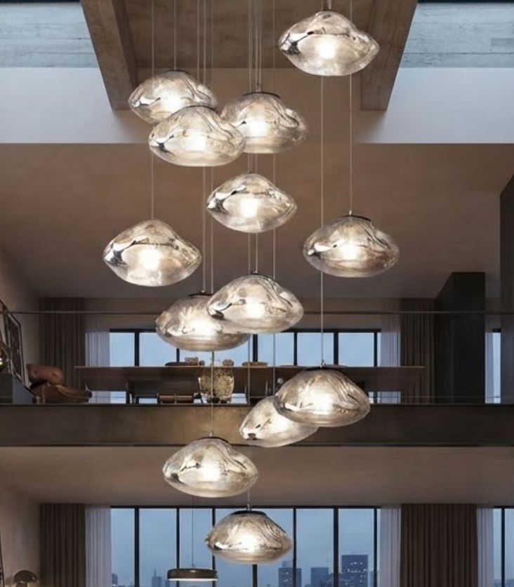 1-13 Drops Molten Glass Statement Chandelier