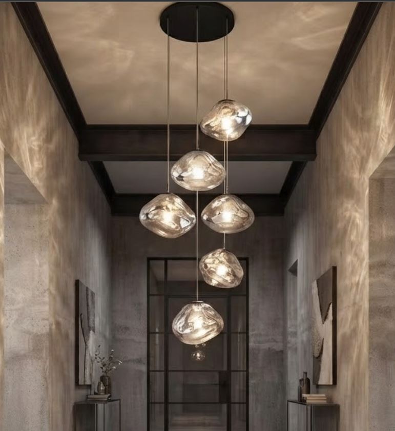 1-6Drops Molten Glass Statement Chandelier