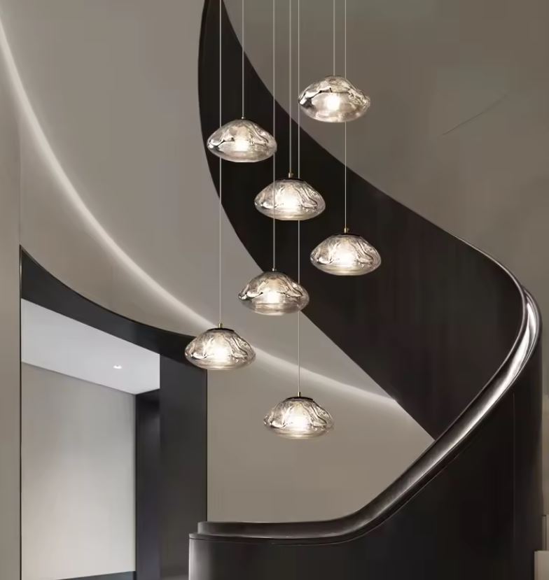 1-7 Drops Molten Glass Statement Chandelier