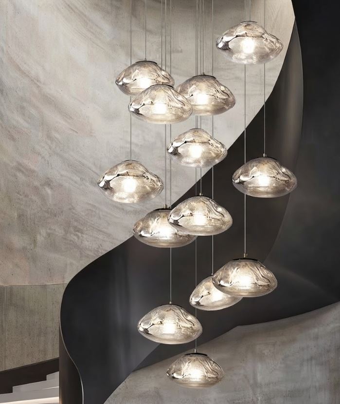1-8Drops Molten Glass Statement Chandelier