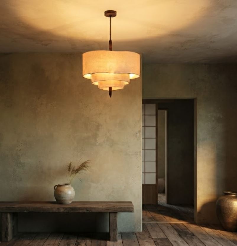 3-Tier Wabi Sabi Fabric Chandelier anteroom