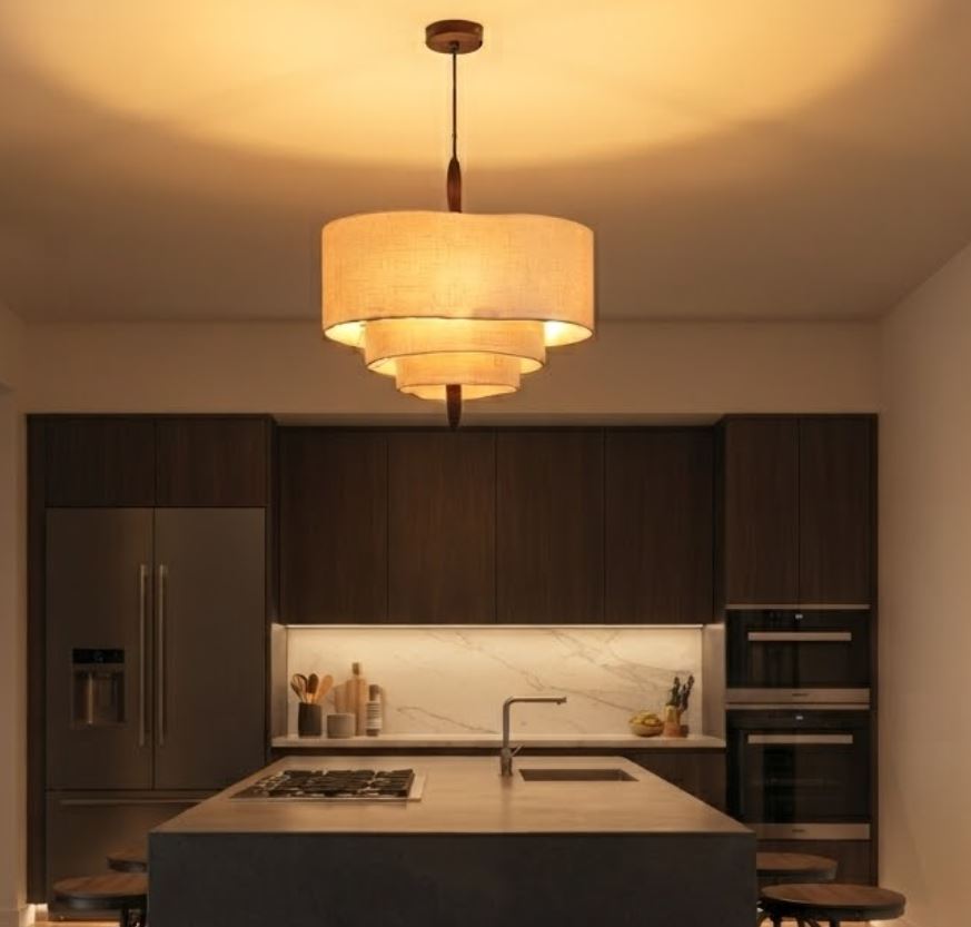 3-Tier Wabi Sabi Fabric Chandelier kitchen