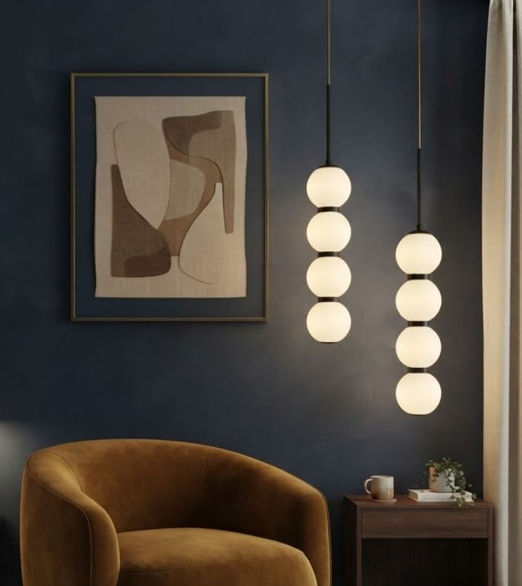 4-Globe Chandelier Drop Light For Bedside Black 4-Globe Chandelier Drop Light For Bedside Black