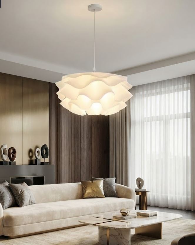4-Layer White Flower Chandelier for living room