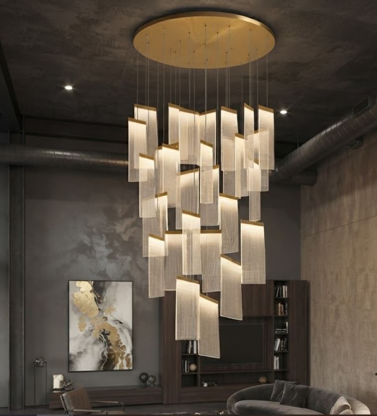 Acrylic Panel Foyer Chandelier Light