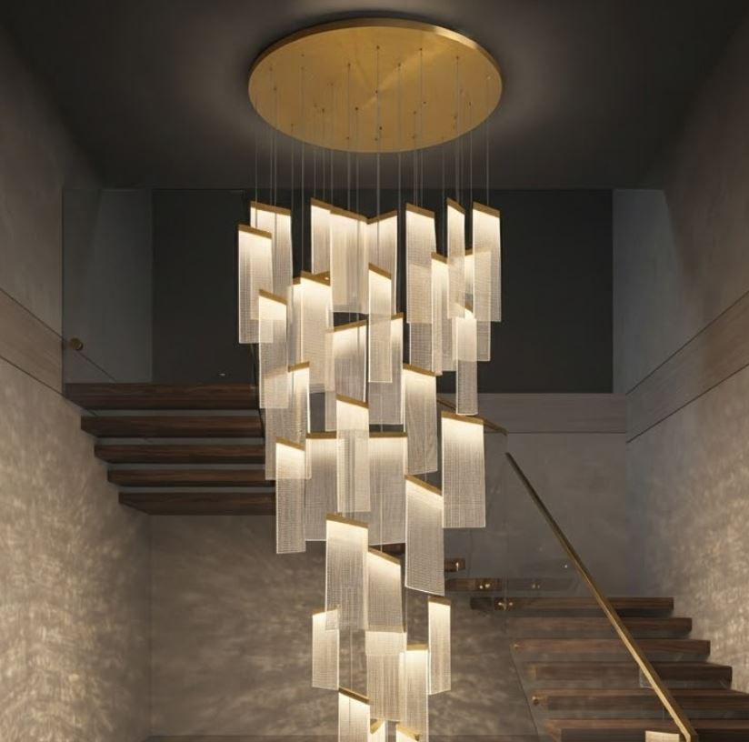 Acrylic Panel Suspension Foyer Chandelier Light