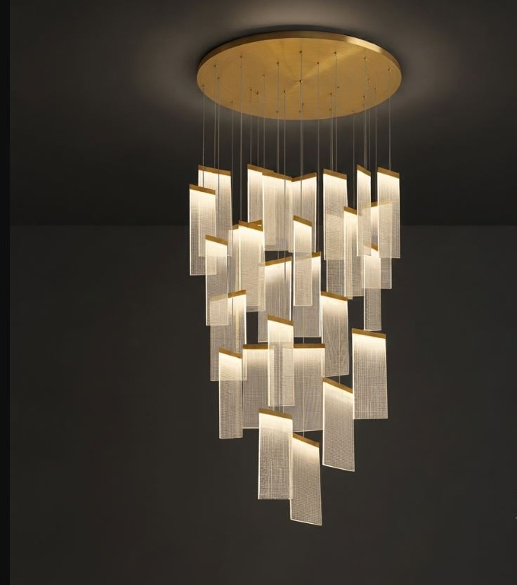 Acrylic Panel Suspension Foyer Chandelier