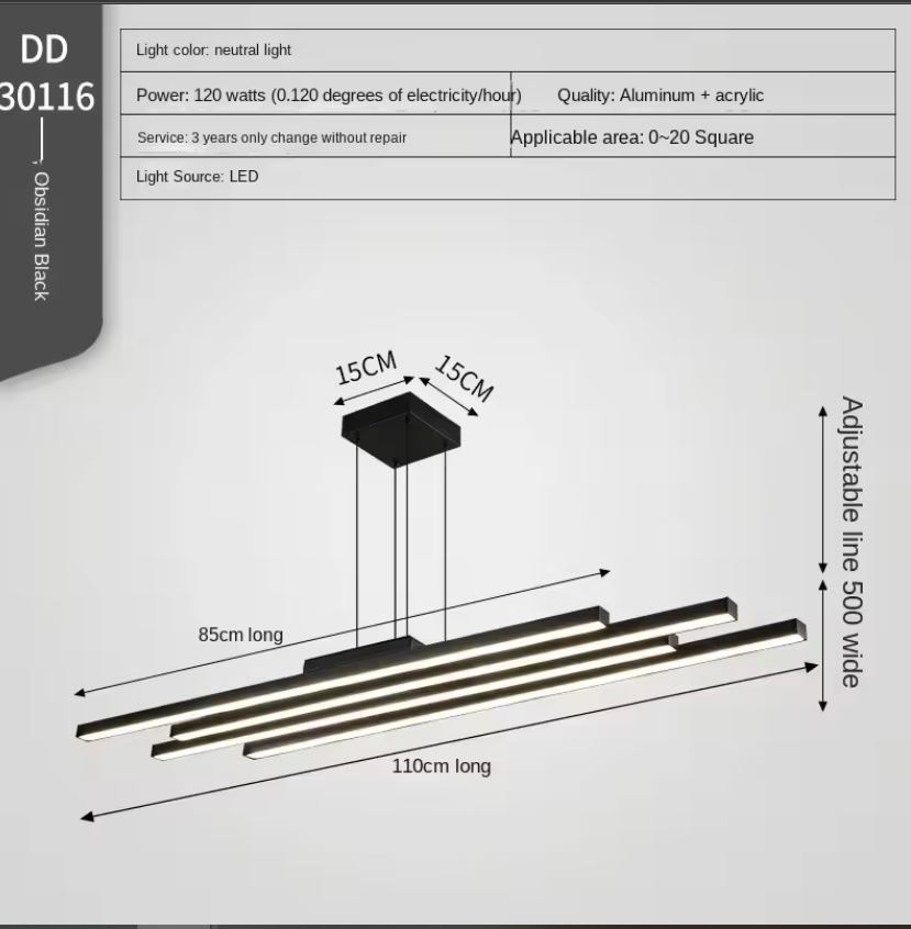 Aluminum LED Linear Pendant Chandelier Size
