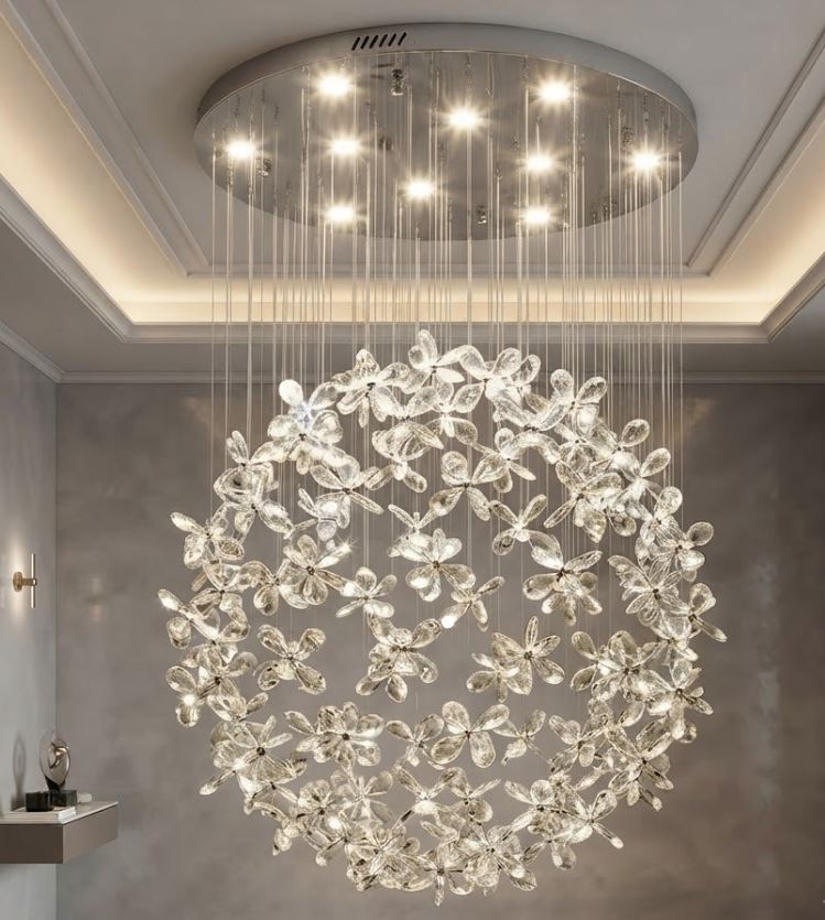 Crystal Flower Chandelier for Living Room and Bedroom