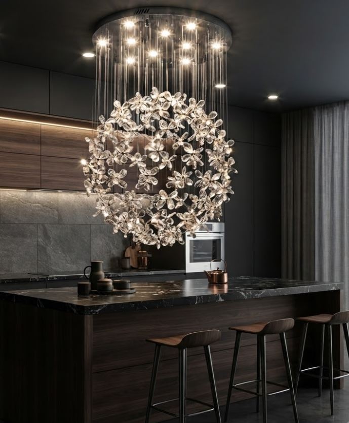 Crystal Flower Chandelier for Living Room