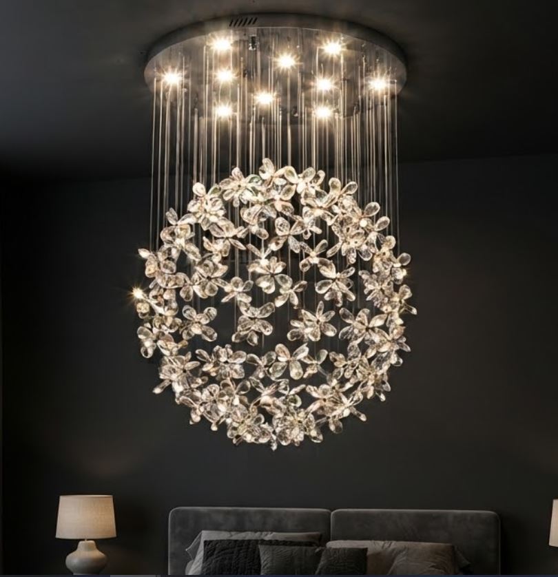 Crystal Flower Chandelier for Living and Bedroom