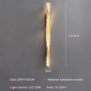 Helical Gold Crystal Wall Lamp 1000mm