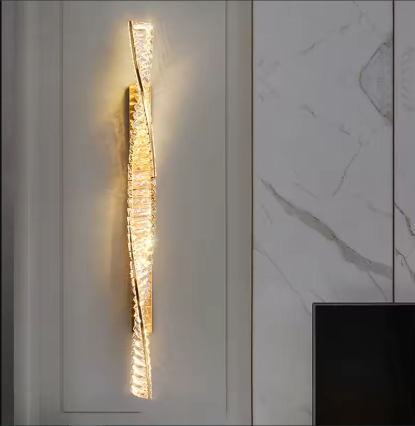 Helical Gold Crystal Wall Lamp 100cm Helical Gold Crystal Wall Lamp 100cm