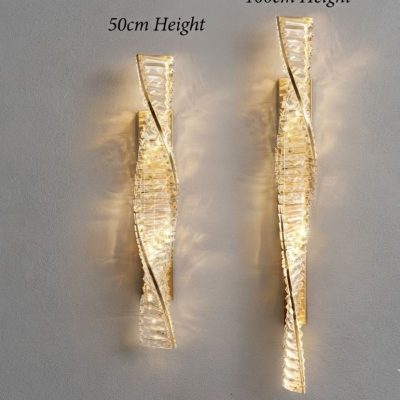 Helical Gold Crystal Wall Lamp