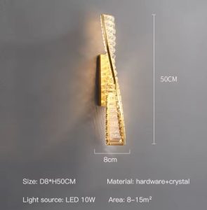 Helical Gold Crystal Wall Lamp 500mm
