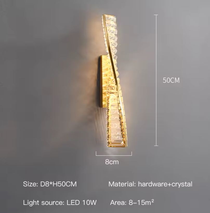 Helical Gold Crystal Wall Lamp 500mm Helical Gold Crystal Wall Lamp 500mm