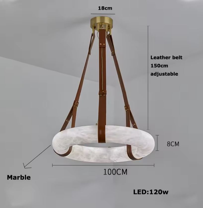 Leather Alabaster Pendant Chandelier 100cm Leather Alabaster Pendant Chandelier 100cm