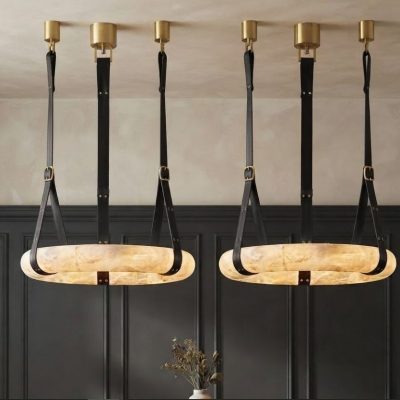 Leather Alabaster Pendant Chandelier
