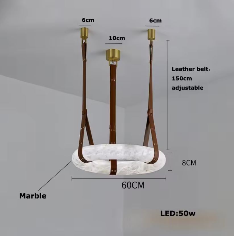 Leather Alabaster Pendant Chandelier 60cm Leather Alabaster Pendant Chandelier 60cm