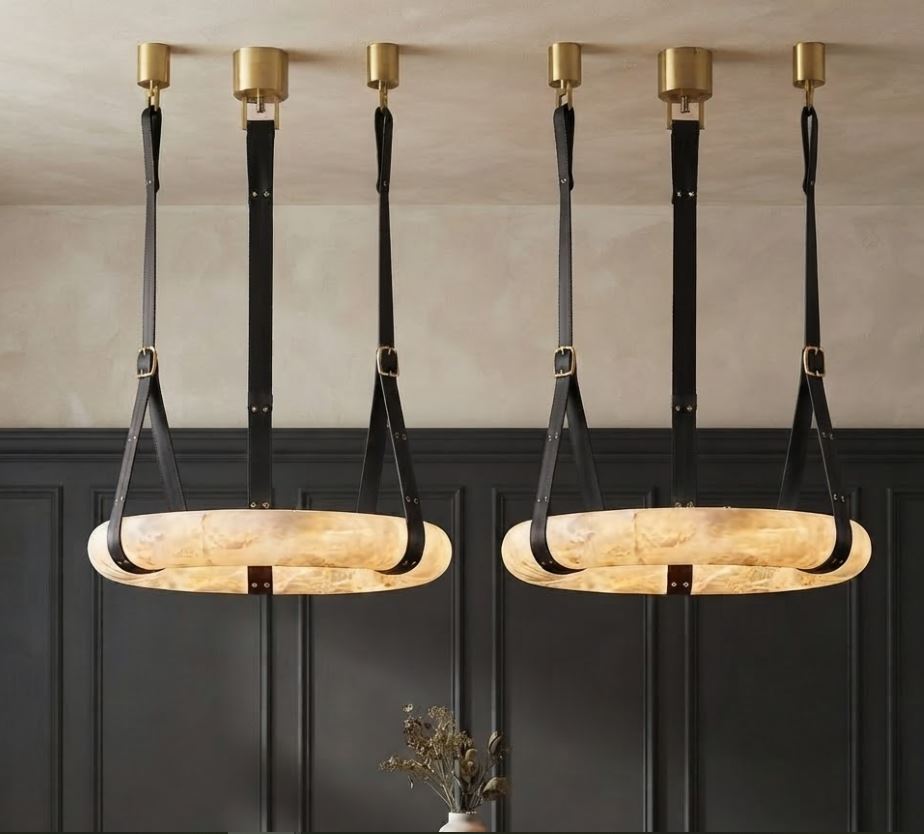 Leather Alabaster Pendant Chandelier