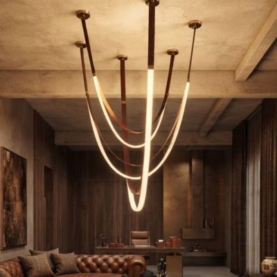 Leather LED Statement Chandelier