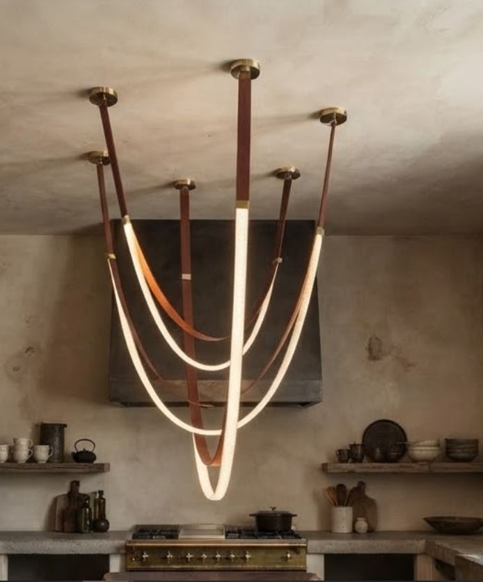 Leather LED Statement Chandelier Light