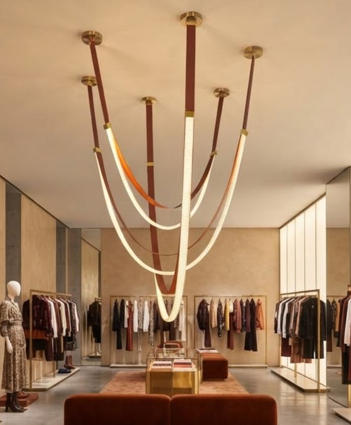 Leather LED Statement Chandelier for fashion