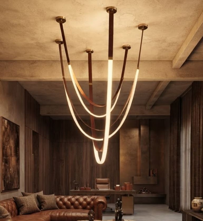 Leather LED Statement Chandelier