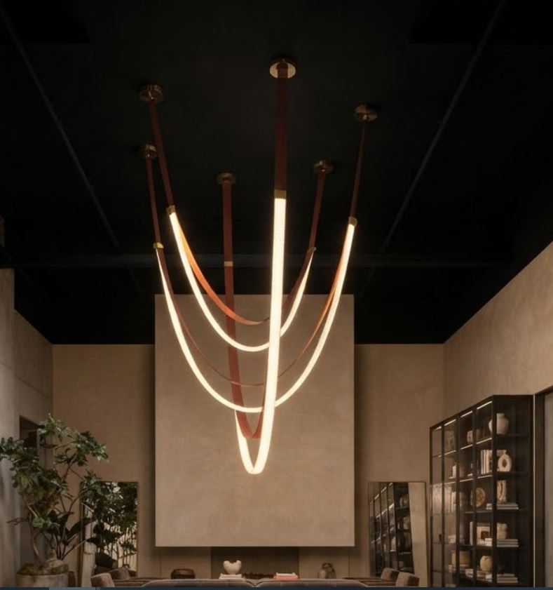 Leather LED Statement Pendant Chandelier Light
