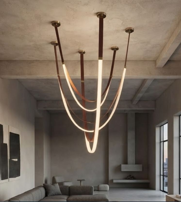 Leather LED Statement Pendant Chandelier