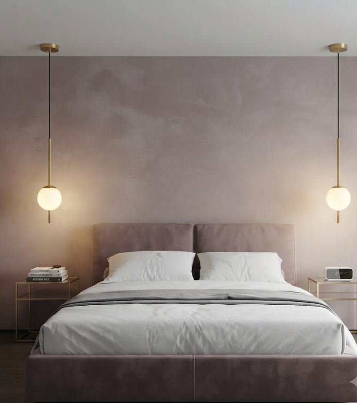 Minimalist Bedside Drop Light Chandelier Gold color