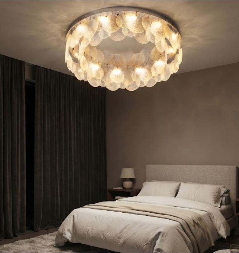 Textured Glass Disc Flush Ceiling Chandelier Light Textured Glass Disc Flush Ceiling Chandelier Light