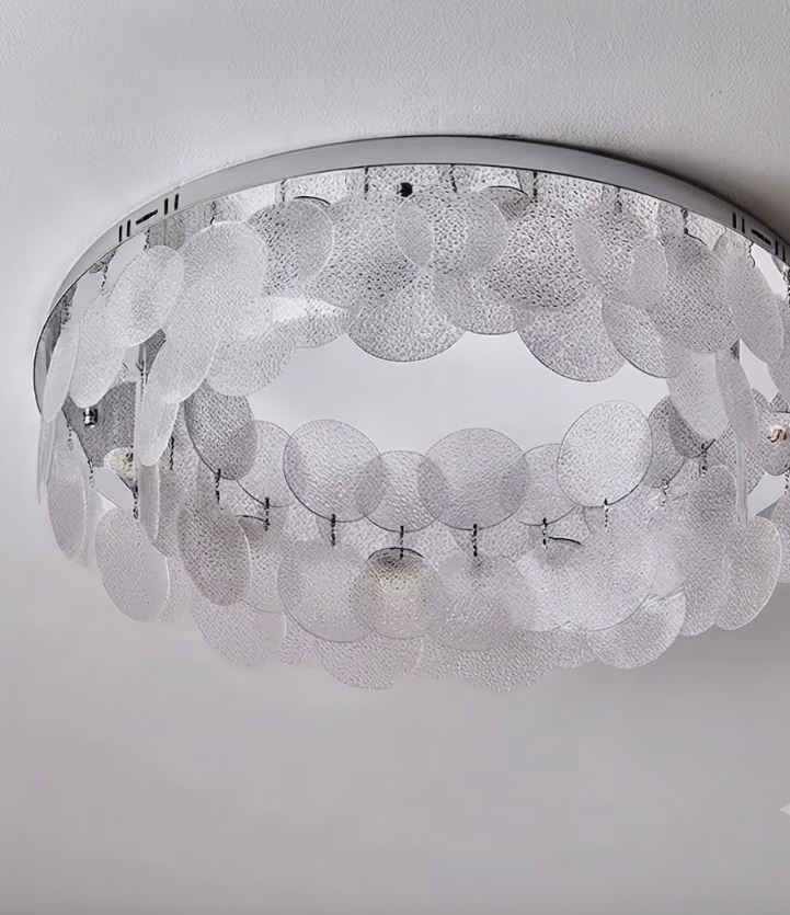 Textured Glass Disc Flush Light off