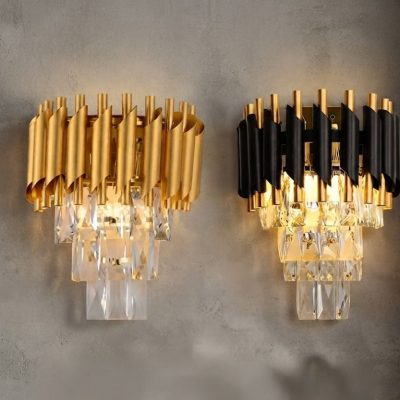 Tiered Crystal Metal Wall Sconce
