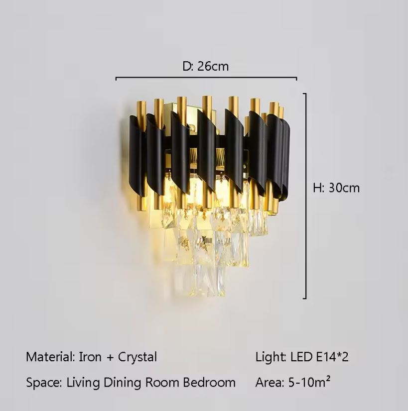 Tiered Crystal Metal Wall Sconce size