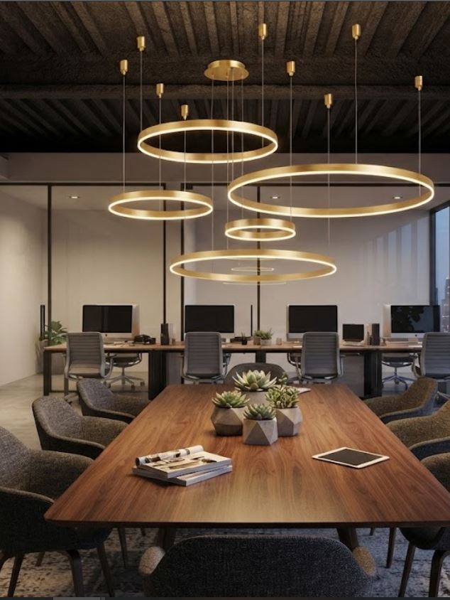 4 Gold Rings LED Chandelier