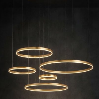 4 Gold Suspended Rings LED Chandelier