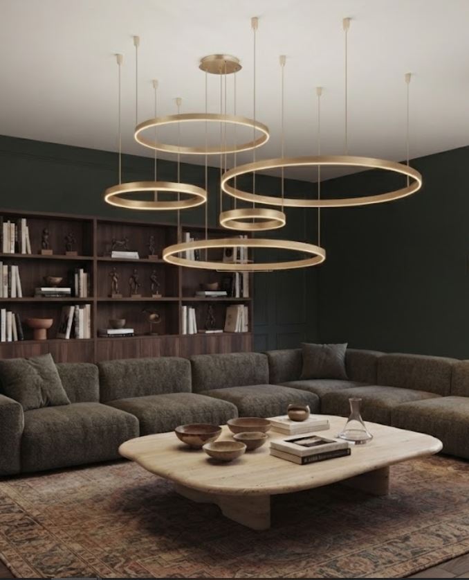 4 Gold Suspended Rings LED Chandelier Light