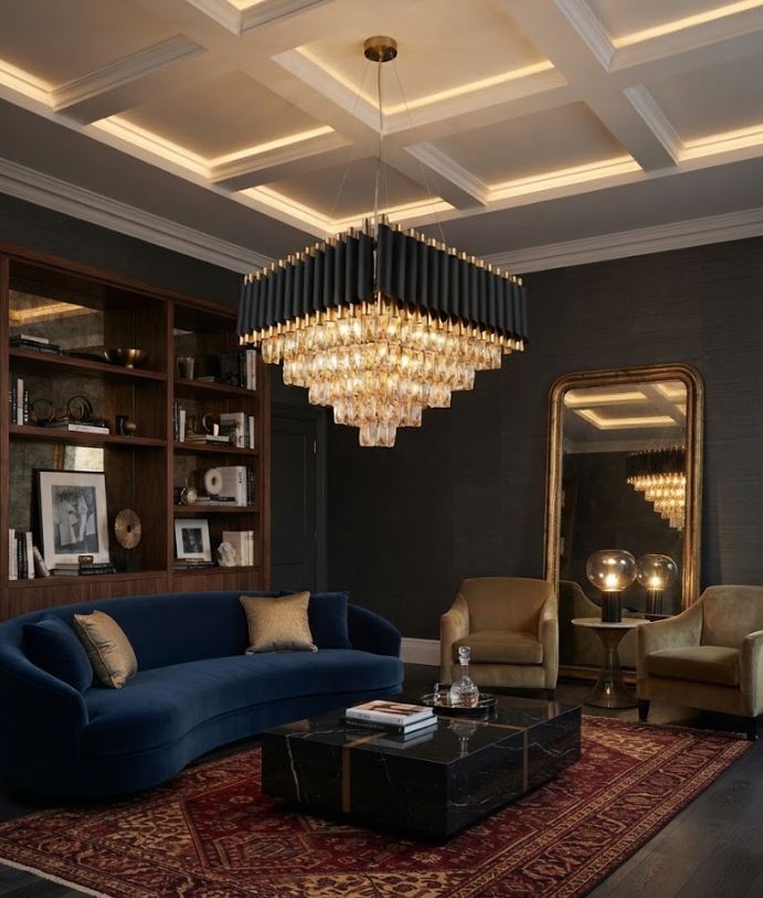50cm Fluted Metal Chandelier Light