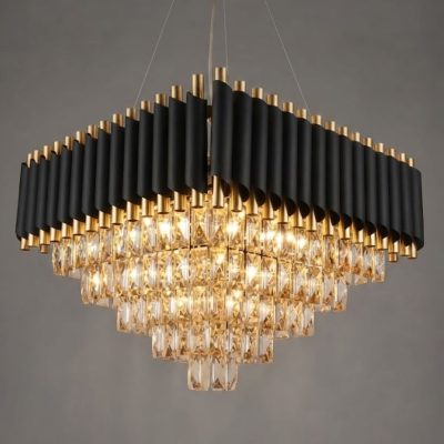 50cm Fluted Metal Crystal Chandelier