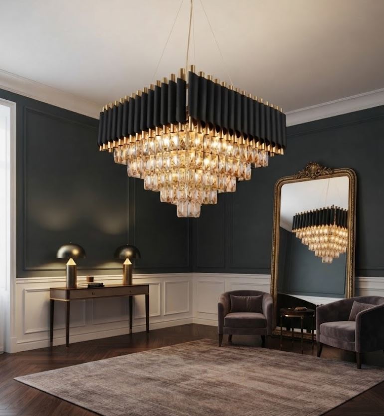 50cm Fluted Metal Crystal Chandelier Light 50cm Fluted Metal Crystal Chandelier Light