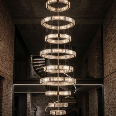 9-Ring Luxury Crystal Staircase Chandelier