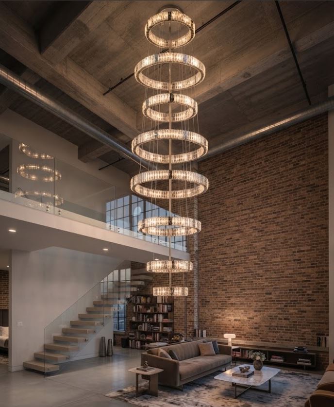 9-Ring Luxury Crystal Staircase Chandelier 9 9-Ring Luxury Crystal Staircase Chandelier 9