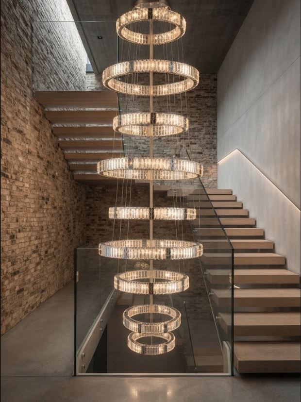 9-Ring Luxury Staircase Chandelier Light 9-Ring Luxury Staircase Chandelier Light