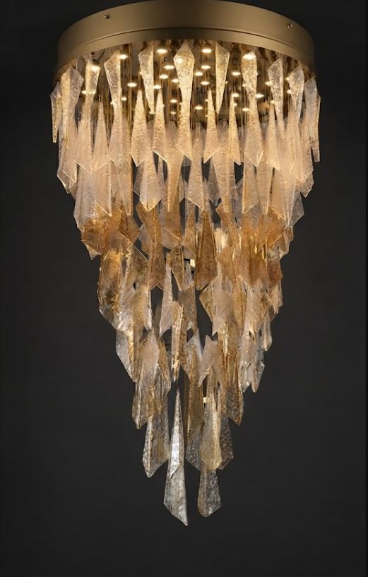 Cascading Amber Glass Chandelier
