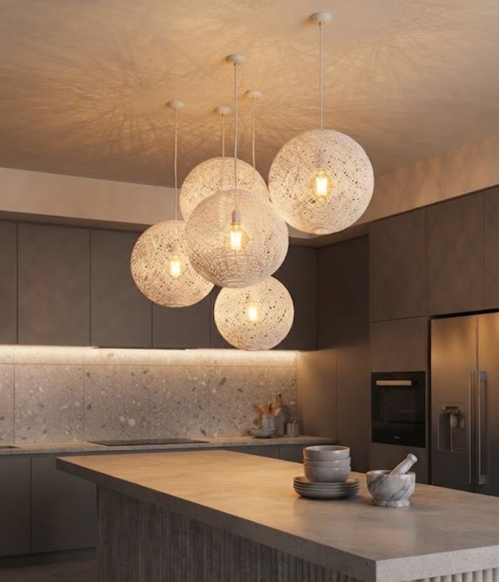 Handmade Wicker Ball Chandelier Light