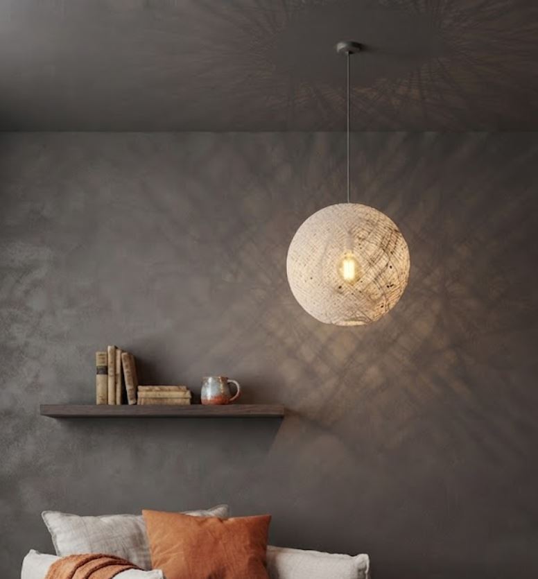 Handmade Wicker Ball Chandelier white