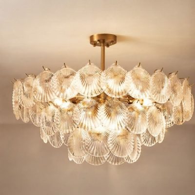 Scallop Shell-Inspired Glass Chandelier