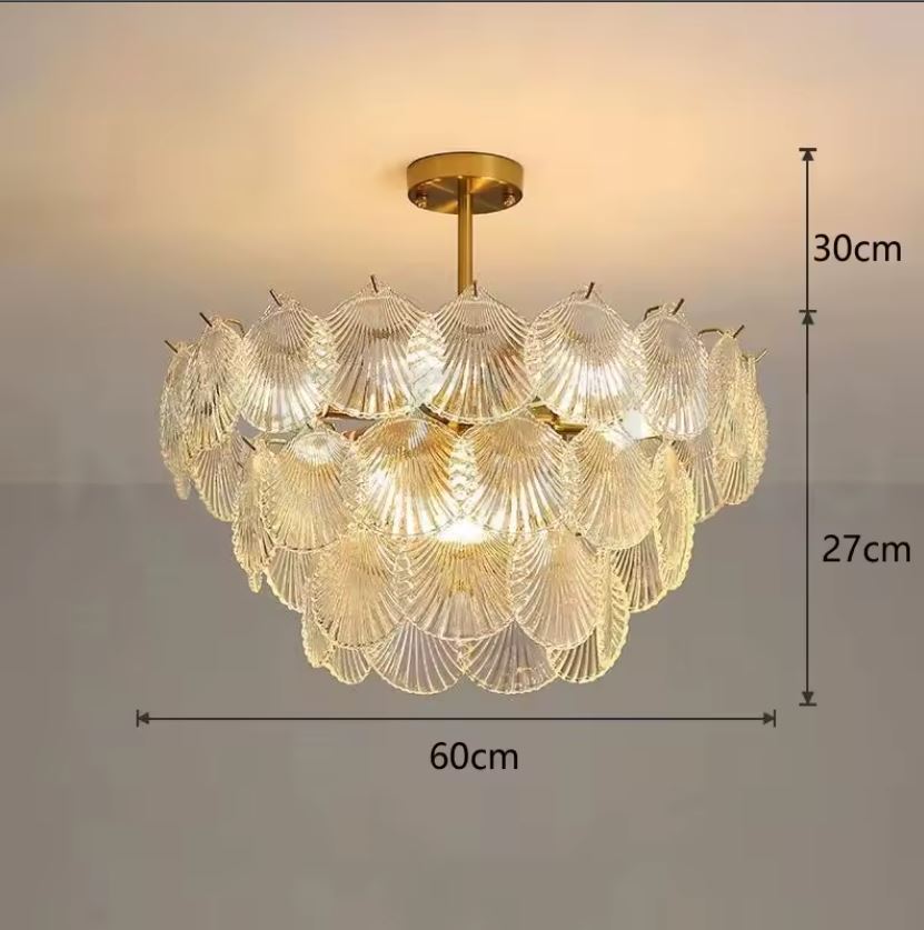Scallop Shell-Inspired Glass Chandelier 60cm Scallop Shell-Inspired Glass Chandelier 60cm